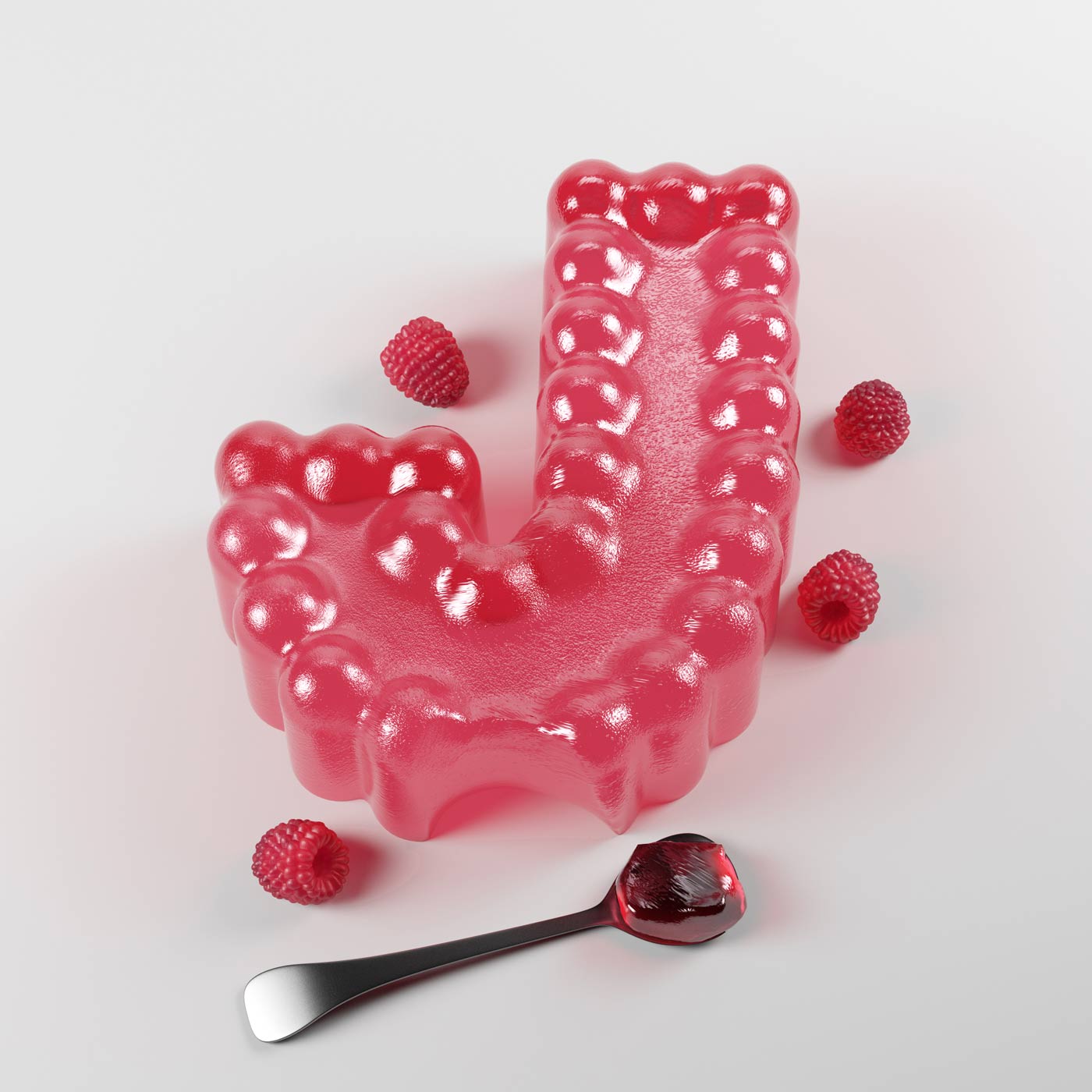 FOOD 3DFOOD FOODALPHABET CESS 3D 3DTYPE LETTERING CGI 3DARTIST JELLY