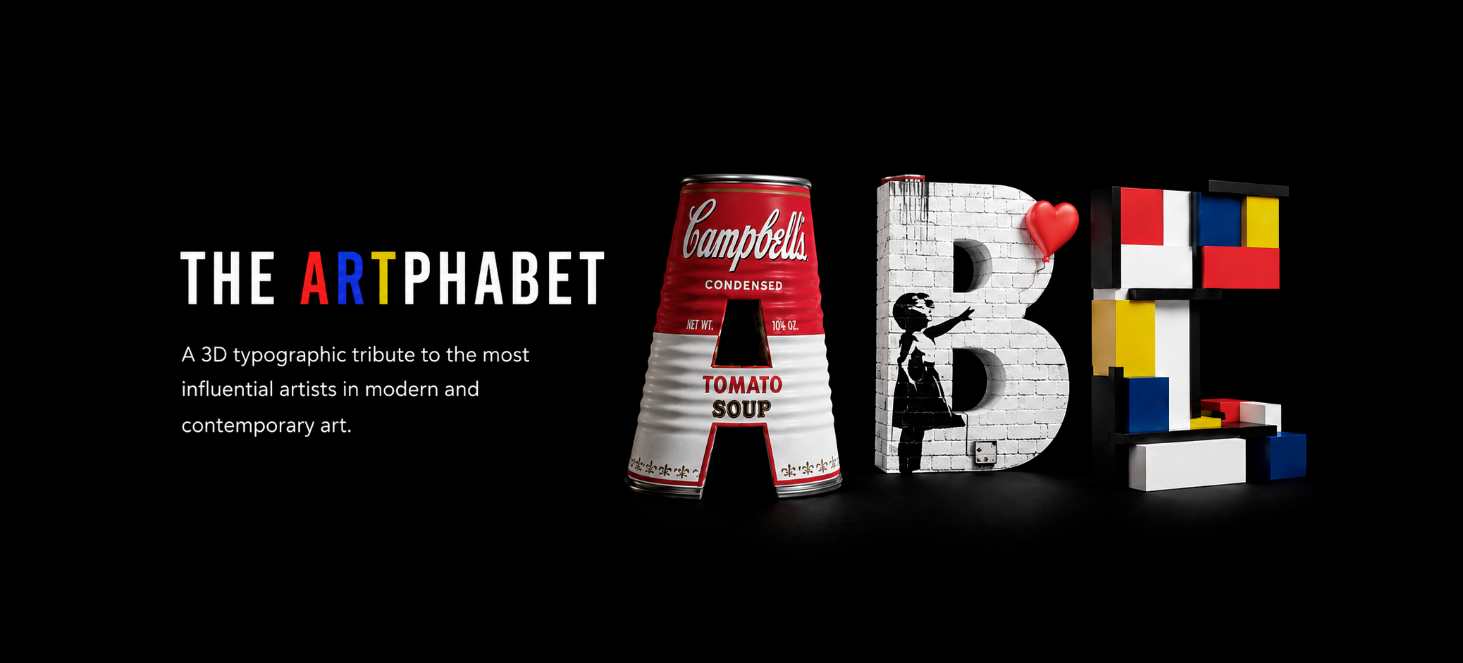 The Artphabet - 3D typographic tribute to modern and contemporary artists